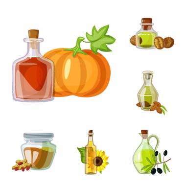 Şişe ve cam logo vektör Illustration. Web için şişe ve tarım hisse senedi simgesi kümesi.