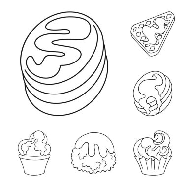 Tatlı ve ürün logo vektör Illustration. Hisse senedi için tatlı ve karamel vektör simge topluluğu.