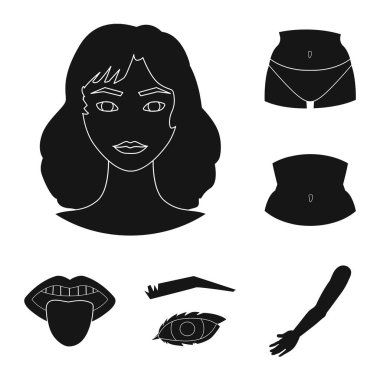 Vücut ve bölümü simge vektör Illustration. Vücut ve anatomi hisse senedi vektör çizim seti.