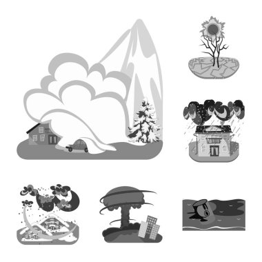 Doğa ve kıyamet logosu yalıtılmış nesne. Hisse senedi için doğa ve çevre vektör simge kümesi.