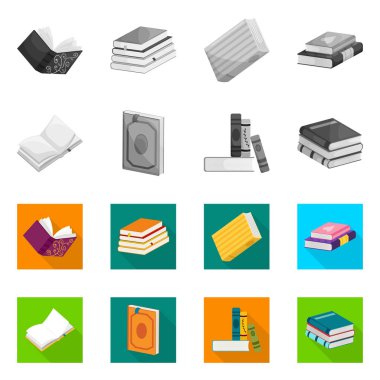 İşareti eğitim ve kapak tasarımını vektör. Eğitim ve hisse senedi için kitapçı vektör simge kümesi.