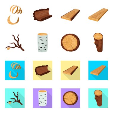 Ağaç ve ham simge vektör çizimi. Ağaç ve inşaat hisse senedi simgesi için web topluluğu.