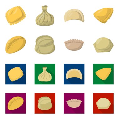 Ürünler ve pişirme simge vektör tasarımı. Ürünler ve hisse senedi için meze vektör simge kümesi.