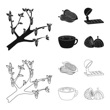 Gıda ve nefis simge vektör Illustration. Gıda ve hisse senedi için kahverengi vektör ikon koleksiyonu.