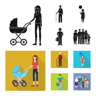 Karakter ve avatar logo vektör tasarımı. Hisse senedi için karakter ve portre vektör simge kümesi.
