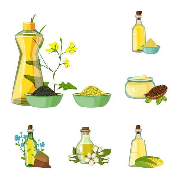 Design vettoriale di bottiglia e icona di vetro. Raccolta di icone vettoriali bottiglia e agricoltura per magazzino . — Vettoriale Stock