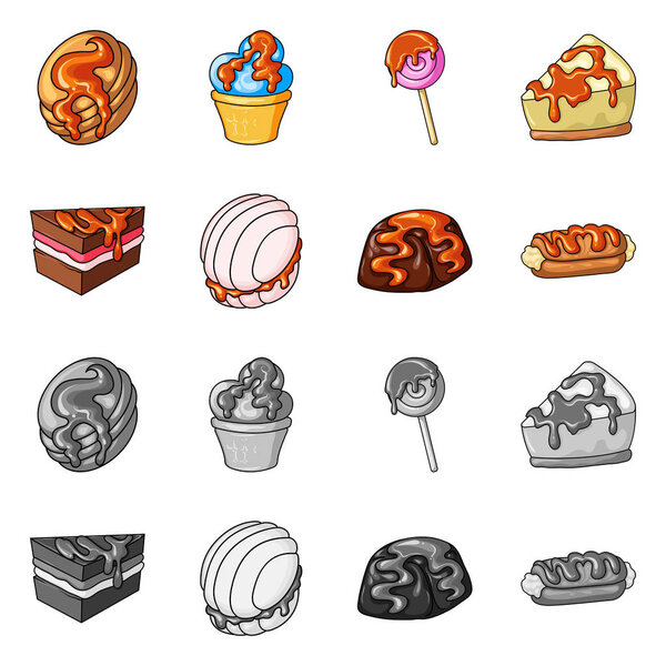 Vector design of confectionery and culinary icon. Collection of confectionery and product stock symbol for web.