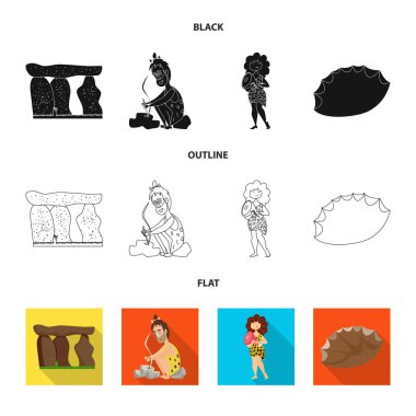 Evrim ve tarih öncesi simge vektör Illustration. Evrim ve geliştirme hisse senedi vektör çizim topluluğu.