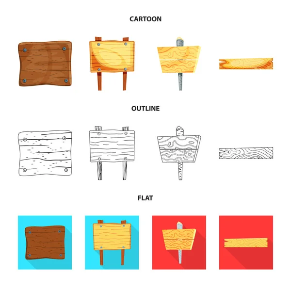 Design vettoriale del segno grezzo e forestale. Set di icone vettoriali in legno grezzo e duro per magazzino . — Vettoriale Stock