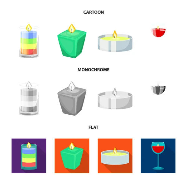 Isoliertes Objekt der Entspannung und Flammenzeichen. Sammlung von Entspannungs- und Wachsvektorillustrationen. — Stockvektor