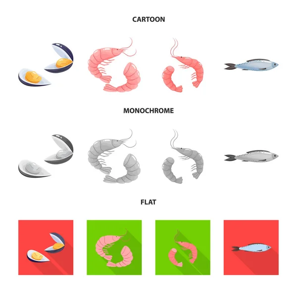 新鮮なレストランのシンボルの孤立したオブジェクト。在庫の新鮮で海洋のベクター アイコンのコレクション. — ストックベクタ