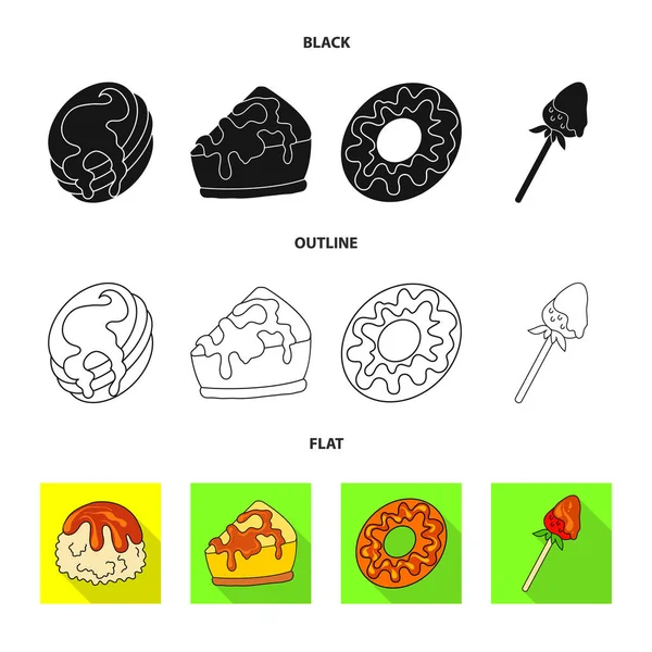 Vektor-Design von Süßwaren und kulinarischen Zeichen. Sets von Süßwaren und Produktvektorsymbolen für Aktien. — Stockvektor
