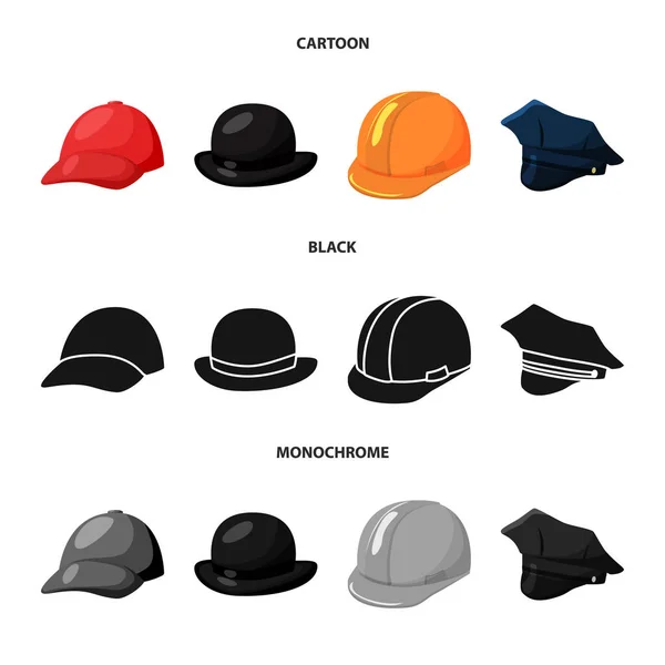 Geïsoleerde object van kleding en cap symbool. Set van kleding en baret aandelensymbool voor web. — Stockvector