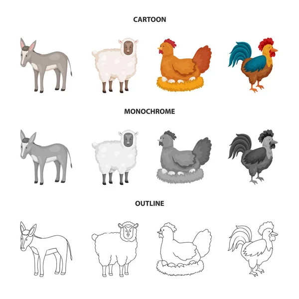 Vector εικονογράφηση της εκτροφής και ταμπέλα κουζίνας. Συλλογή της κτηνοτροφίας και βιολογικής σύμβολο μετοχής για το web. — Διανυσματικό Αρχείο