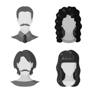 Karakter ve profil logosu yalıtılmış nesne. Karakter ve kukla hisse senedi vektör çizim koleksiyonu.