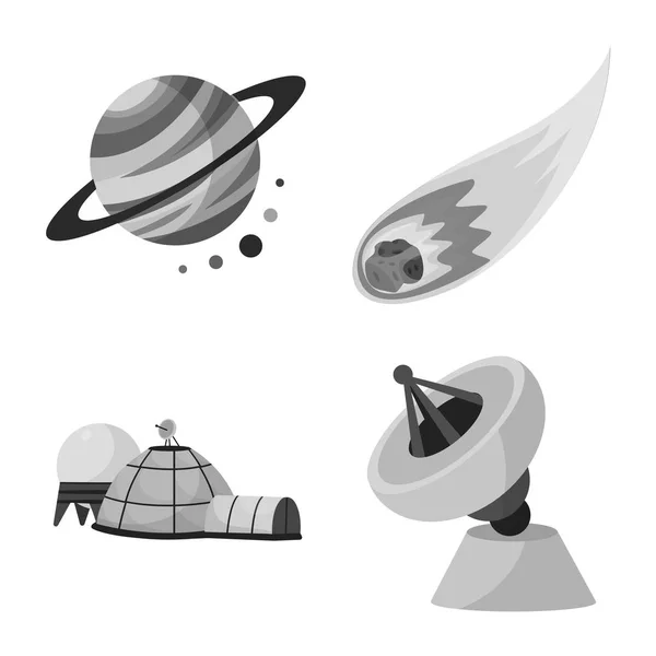 Ilustración vectorial del universo y símbolo de viajes. Conjunto de universo y símbolo de stock cósmico para web . — Archivo Imágenes Vectoriales