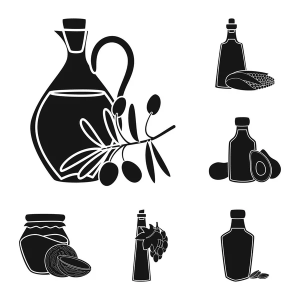 Векторный дизайн символа нефти и сельского хозяйства. Набор символов масла и стекла для паутины . — стоковый вектор