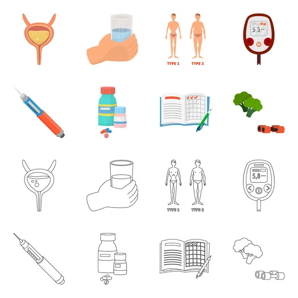 Vector ontwerp van dieet en behandeling teken. Collectie van dieet en geneeskunde aandelensymbool voor web. — Stockvector