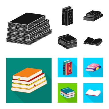 Eğitim ve kapak logo vektör tasarımı. Eğitim ve hisse senedi için kitapçı vektör simge koleksiyonu.