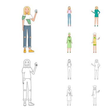 Duruş ve ruh kutsal kişilerin resmi yalıtılmış nesne. Duruş ve kadın hisse senedi vektör çizim koleksiyonu.