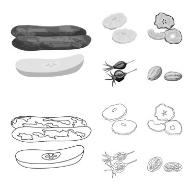 Gıda ve ham işareti vektör çizimi. Web için gıda ve doğa hisse senedi simgesi kümesi.