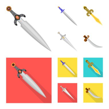 Oyun ve zırh sembolü yalıtılmış nesne. Oyun kümesi ve hisse senedi için bıçak vektör simgesi.