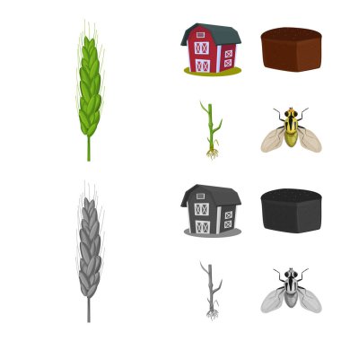 Tarım ve tarım logo vektör Illustration. Hisse senedi için Tarım ve bitki vektör simge topluluğu.