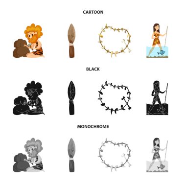 Evrim ve tarih öncesi logo yalıtılmış nesne. Evrim ve geliştirme vektör simgesini hissenin topluluğu.