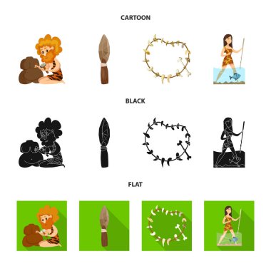 Evrim ve tarih öncesi logo vektör tasarımı. Evrim ve geliştirme hisse senedi vektör çizim seti.