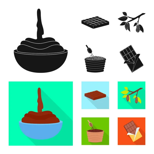 Objeto aislado de comida y signo delicioso. Conjunto de alimentos y vector marrón icono para stock . — Vector de stock