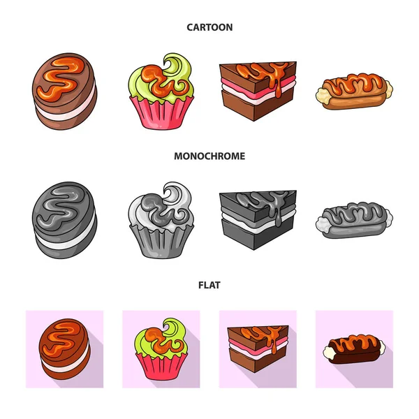 Векторный дизайн кондитерских изделий и кулинарного символа. Коллекция векторных иллюстраций кондитерских и товарных запасов . — стоковый вектор