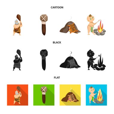 Evrim ve tarih öncesi işareti yalıtılmış nesne. Web için evrim ve geliştirme hisse senedi simgesi kümesi.