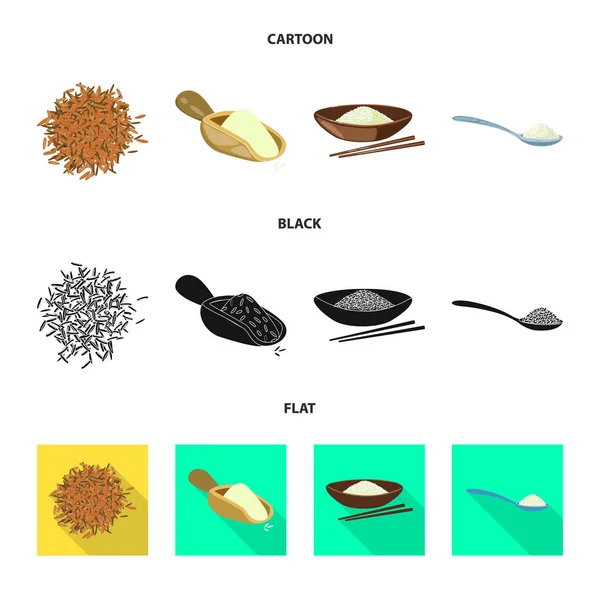 Vektordesign von Nutzpflanzen und ökologischen Symbolen. Set von Ernte- und Kochvorratssymbolen für das Web. — Stockvektor