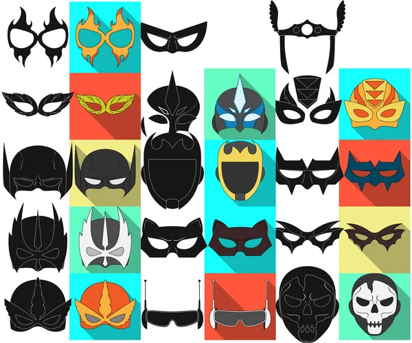 Vektorillustration des Helden und Maskensymbols. Set von Helden und Superhelden-Vektor-Ikone für Aktien. — Stockvektor