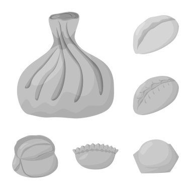 Köfte ve doldurulmuş logo vektör tasarımı. Köfte ve yemek hisse senedi simgesi web için set.