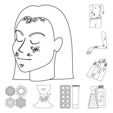 Hastalık ve sağlık simge vektör tasarımı. Web için hastalık ve ağrı hisse senedi simgesi kümesi.