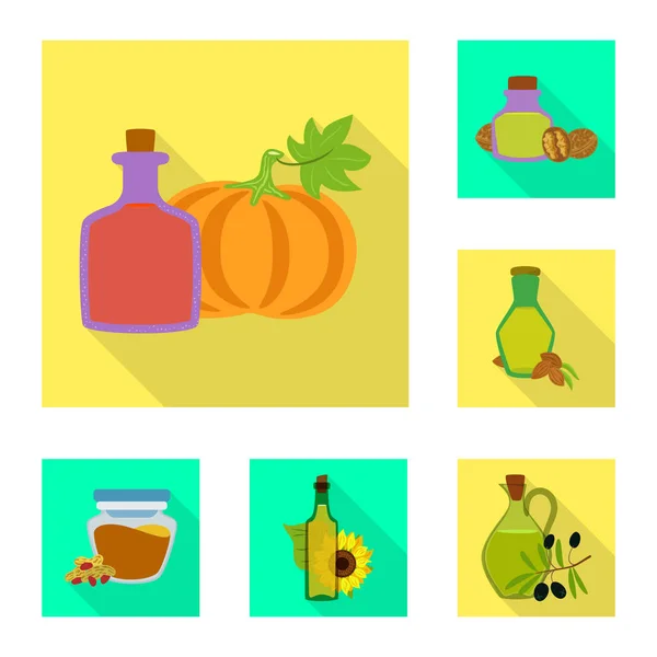 Oggetto isolato di bottiglia e logo in vetro. Raccolta di icone vettoriali bottiglia e agricoltura per magazzino . — Vettoriale Stock