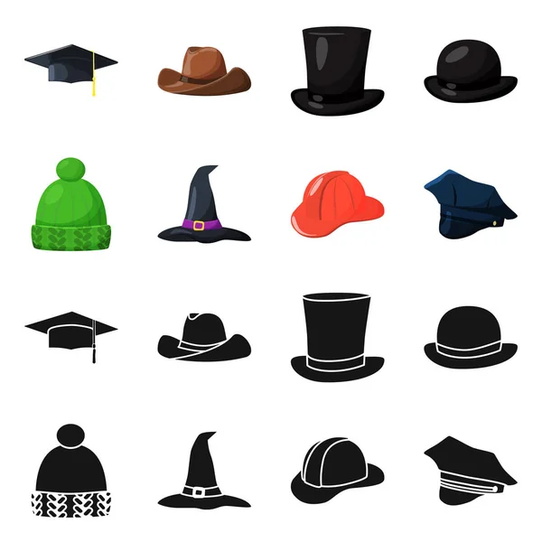 Vector σχεδιασμός ρούχα και καπάκι σημάδι. Συλλογή από ρούχα και μπερέ σύμβολο μετοχής για το web. — Διανυσματικό Αρχείο