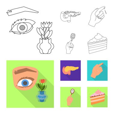 Diyet ve tedavi işareti yalıtılmış nesne. Diyet ve ilaç hisse senedi vektör çizim topluluğu.