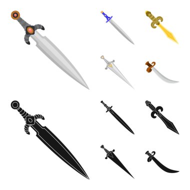 Oyun ve zırh logo vektör Illustration. Oyun kümesi ve hisse senedi için bıçak vektör simgesi.