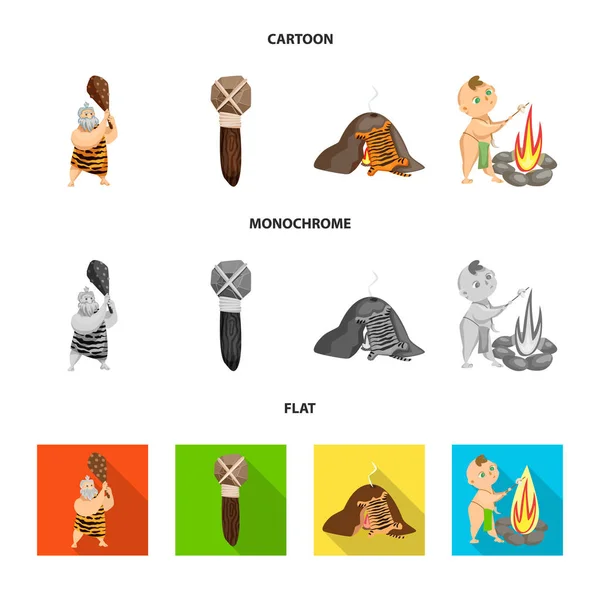 Ilustración vectorial del logotipo de la evolución y la prehistoria. Conjunto de evolución y desarrollo de stock símbolo para web . — Archivo Imágenes Vectoriales