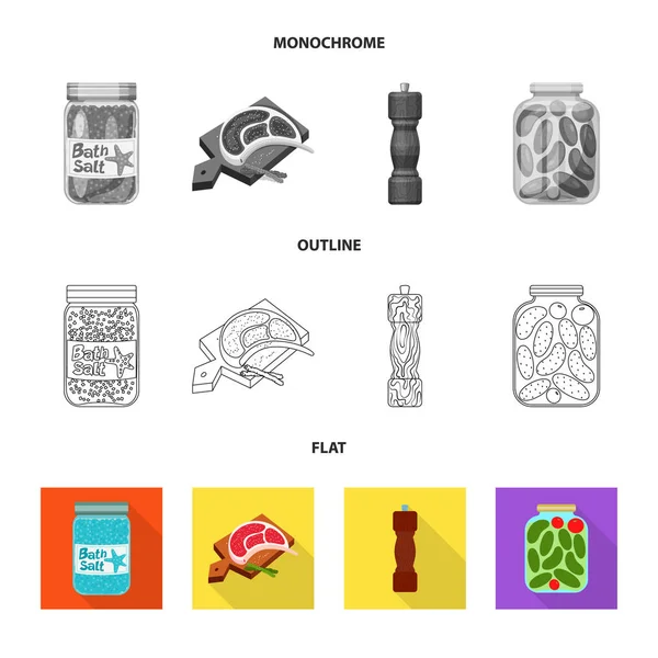 Векторная иллюстрация приготовления пищи и морского знака. Коллекция векторной иконки для приготовления пищи и выпечки на складе . — стоковый вектор