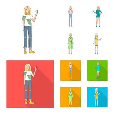 Duruş ve ruh hali simge vektör tasarımı. Duruş ve hisse senedi için kadın vektör ikon koleksiyonu.