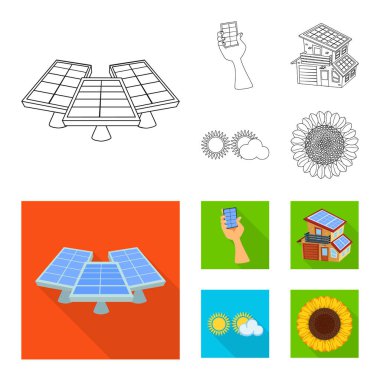 Yenilik ve teknoloji simgesi yalıtılmış nesne. Yenilik ve hisse senedi için doğa vektör simge kümesi.