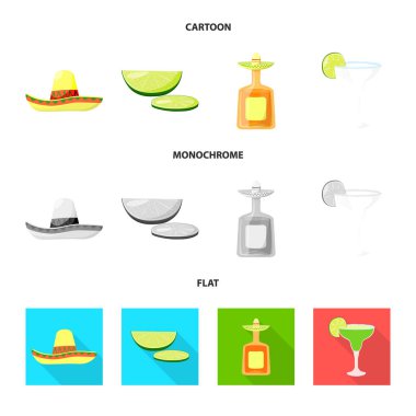 Kafe ve Latin işareti yalıtılmış nesne. Kafe ve ulusal hisse senedi vektör çizim.