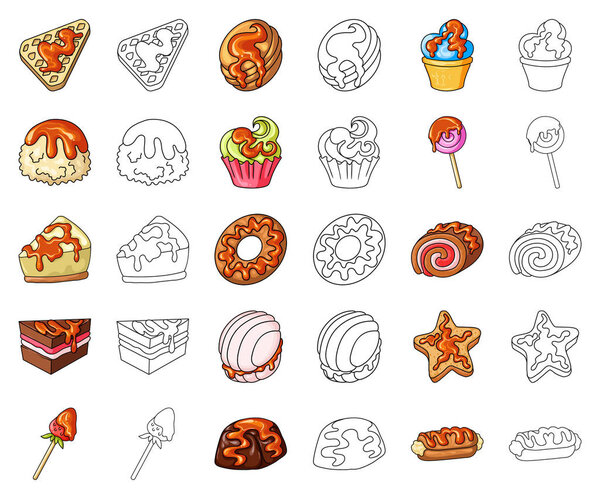 Vector design of dessert and sweet logo. Set of dessert and food vector icon for stock.