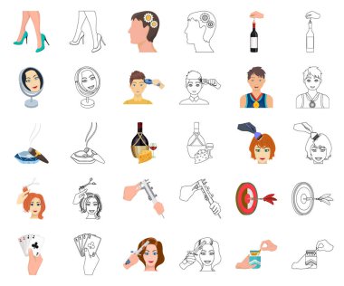 Eller çizgi film, set koleksiyonu tasarım için anahat simgelerini tarafından manipülasyon. El hareketi vektör simge stok web çizim.