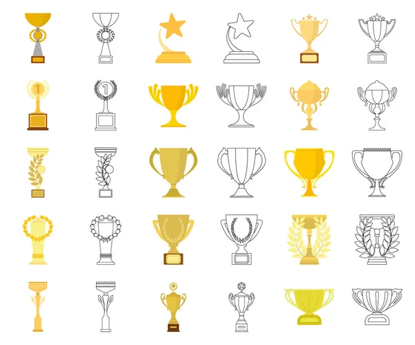 Dibujos animados de la Copa de Oro, esboza iconos en la colección de conjuntos para el diseño. Ganadores Copa vector símbolo stock web ilustración . — Vector de stock