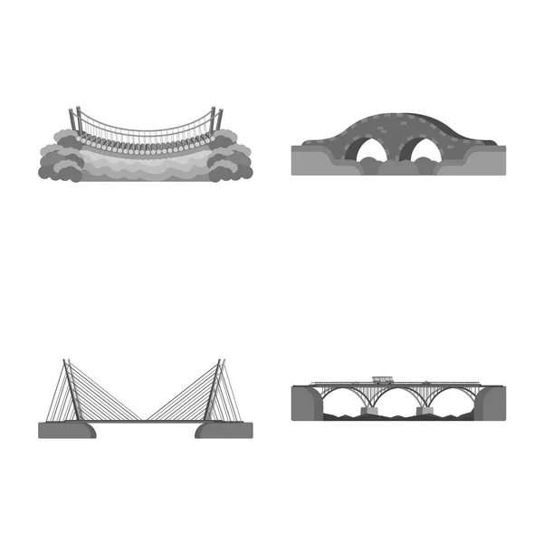 Векторный дизайн дизайна и логотипа конструкции. Набор дизайнерских и векторных значков моста для склада . — стоковый вектор
