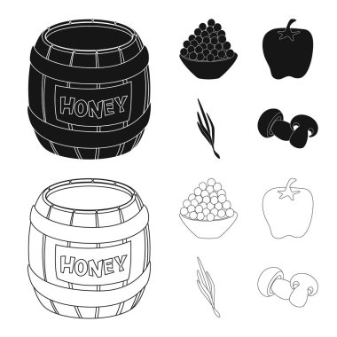 Tat ve ürün simgesini yalıtılmış nesne. Toplama tat ve hisse senedi simgesi web için pişirme.